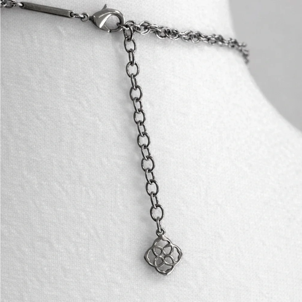 Kendra Scott Silver Tone Gray Stone Tassel Pendant Necklace
